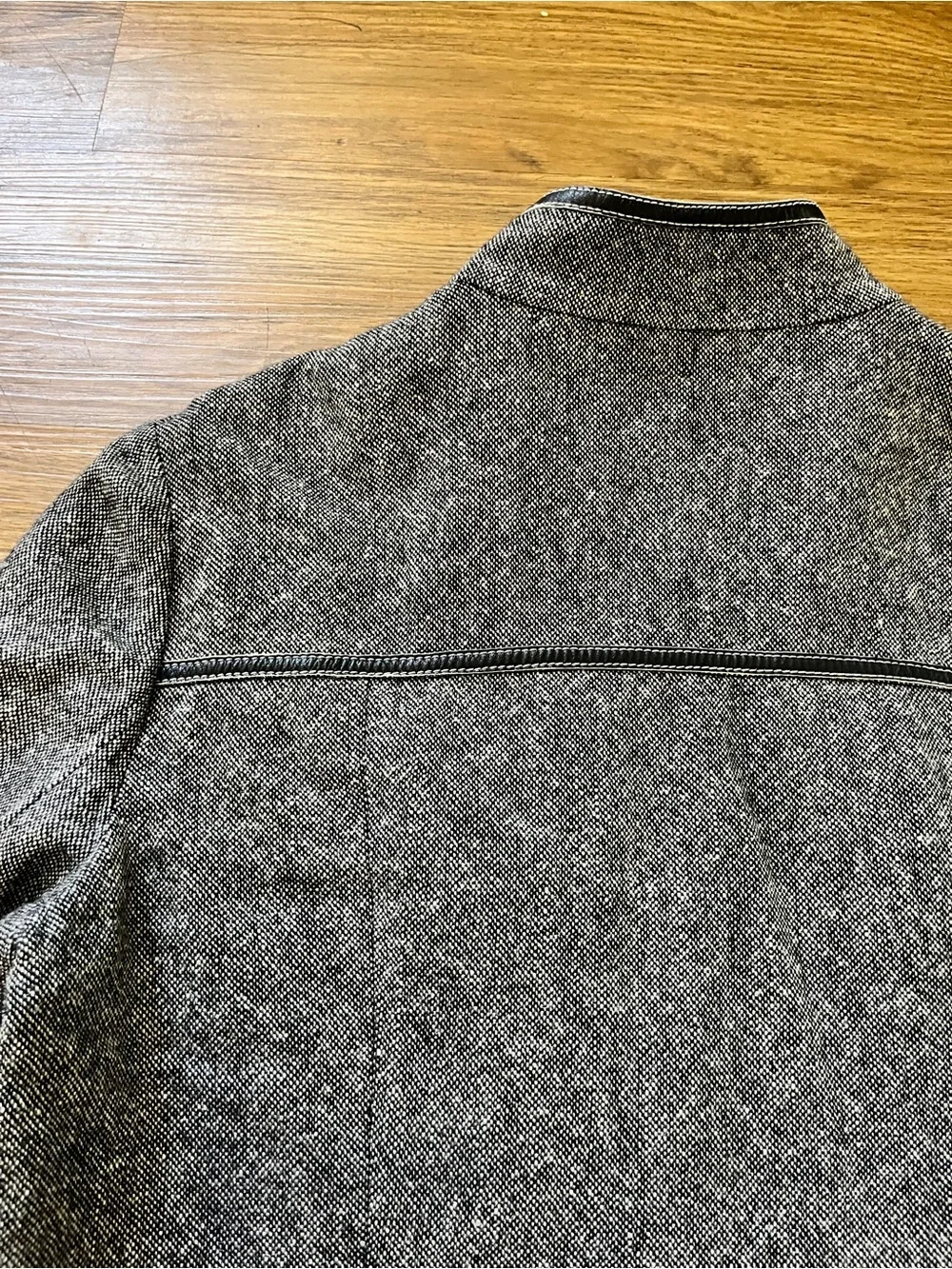 Vintage Michael Michael Kors Tweed Bouclé Front Moto Jacket Contrast Stitching